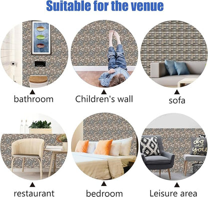 3D Self Adhesive Wall Panels, PVC Tiles Backsplash DIY Brick Wallpaper Tile - Image 6
