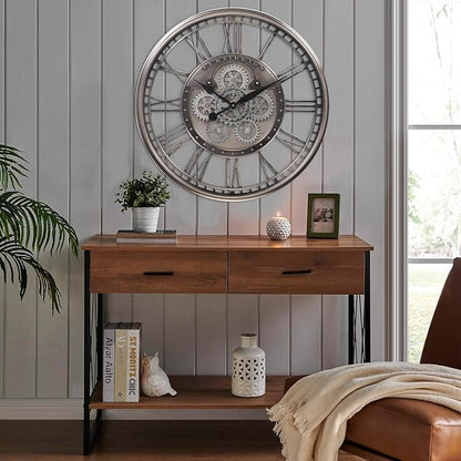 CLXEAST 28 Inch Original Real Moving Gear Wall Clock Roman Numerals, Oversized - Image 7