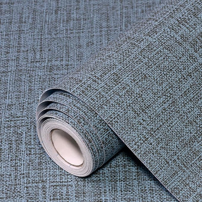 Blue Gray Grasscloth Peel and Stick Wallpaper 17.3"x300" Faux Linen Textured by Uooar