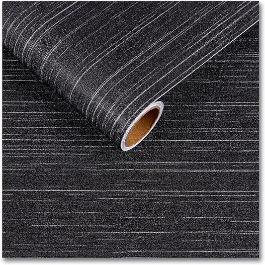 CRE8TIVE Black Grasscloth Wallpaper Peel and Stick Textured Black Wallpaper by CRE8TIVE