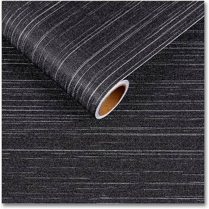 CRE8TIVE Black Grasscloth Peel and Stick Wallpaper Textured Woven Linen Fabric by CRE8TIVE