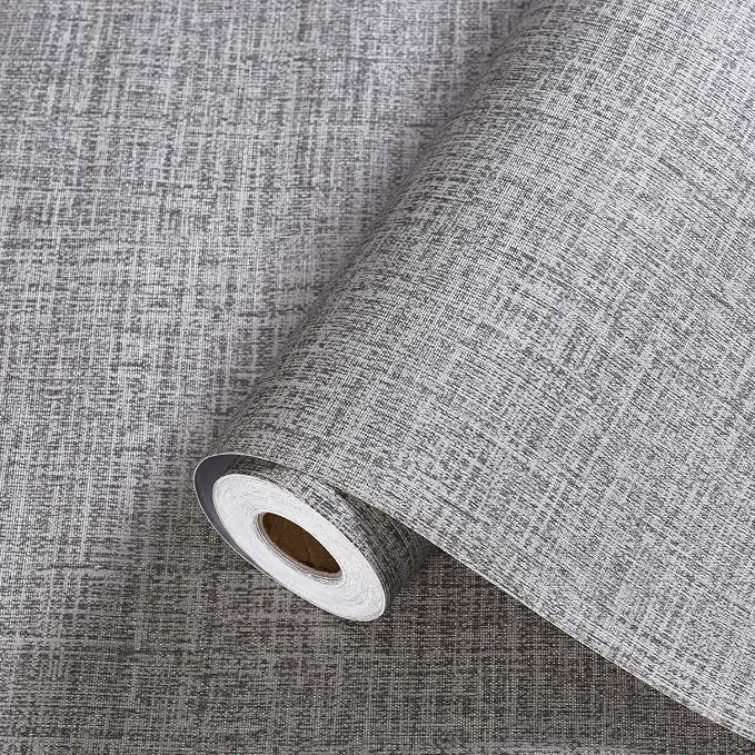 Grey Grasscloth Peel and Stick Wallpaper Gray Contact Paper 472inch Waterproof by Akywall
