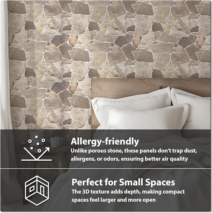 CONCORD WALLCOVERINGS ™ Retro-Art 3D Faux Stone Wall Panels, Lightweight 17.5" - Image 5