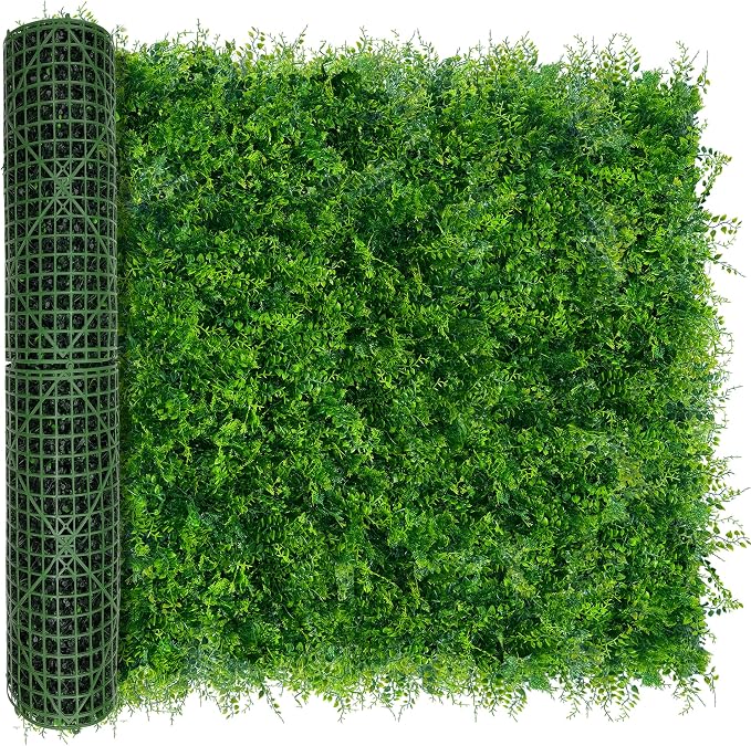 Greenery Faux Grass Wall Backdrop: 48"x128" UV-Anti Artificial Green Boxwood by DOPGIB
