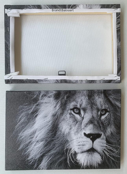 Baisuart Canvas Prints Wall Art Grey lion Stretched Canvas Wooden Framed - Image 7