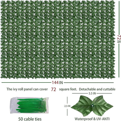 Odtory Artificial Ivy Privacy Fence Wall Screen: 72 x144 in UV-Anti Faux - Image 2