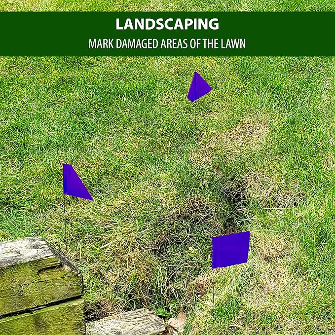 Purple Marking Flags 1000 Pack - 4x5x15 Inch Purple Flags for Outside - Markers For Lawn, Irrigation, Landscaping, Survey & Sprinkler Head Marking