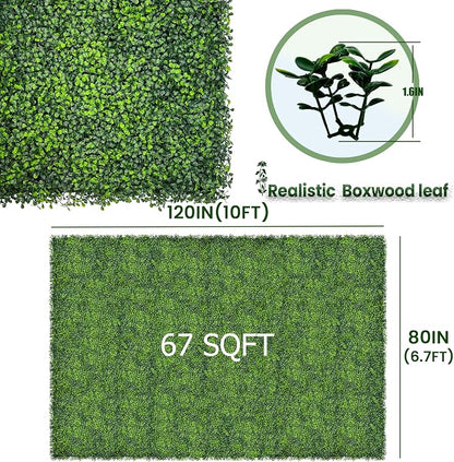 Artificial Ivy Privacy Fence Screen: 80"x 120" UV-Anti Faux Boxwood Roll Grass - Image 2