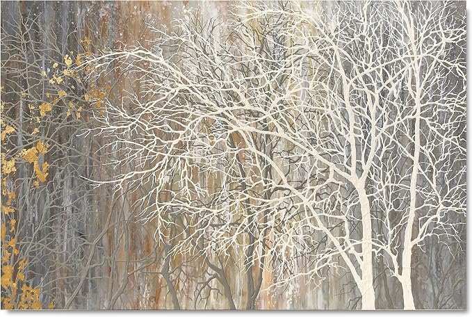 Yihui Arts White Birch Trees Painting 3D Canvas Art On Canvas Abstract Artwork - Image 2