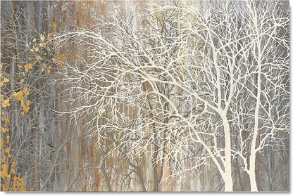 Yihui Arts White Birch Trees Painting 3D Canvas Art On Canvas Abstract Artwork - Image 2