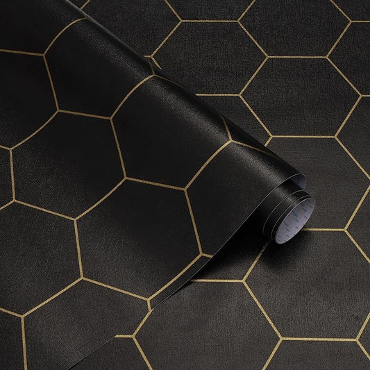 Black and Gold Wallpaper Geometric Peel and Stick Wallpaper by Fiula
