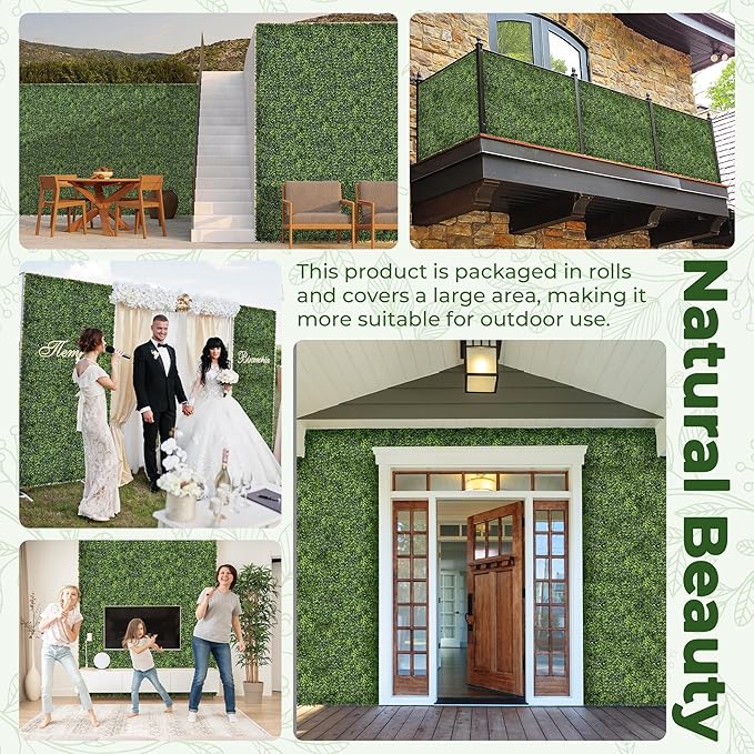 Artificial Boxwood Backdrop Roll: 72"x144" UV-Anti Greenery Faux Grass Hedge - Image 6