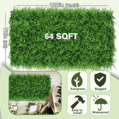 Greenery Faux Grass Wall Backdrop 72"x128" UV-Anti Artificial Green Boxwood - Image 2
