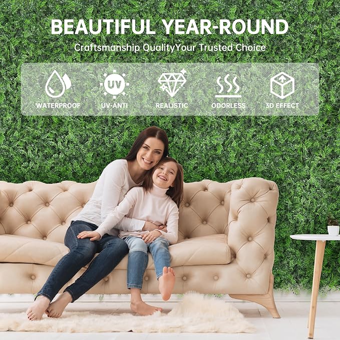 Artificial Green Wall Panels: 20"x20" Boxwood Hedge Green Wall Decor Backdrop - Image 4