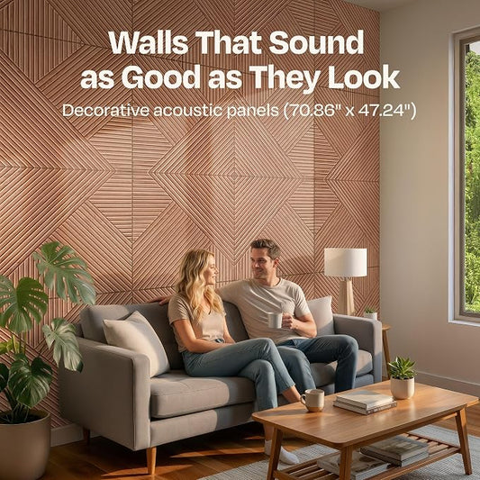 XL Acoustic Wall Panels 6-Pack Decorative Acoustic Panels High Density Sound - Image 2