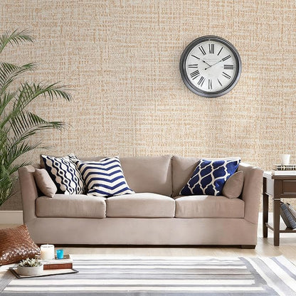 Guvana Grasscloth Peel and Stick Wallpaper Beige Textured Contact Paper Modern - Image 6