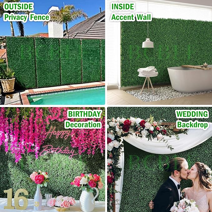 20x20Inch 9Pcs Grass Wall Panels, 4 Layers UV-Anti Boxwood Greenery Hedge - Image 6