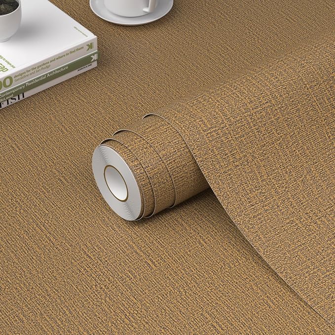 WADILE Grasscloth Peel and Stick Wallpaper 23.6in x 472in, Textured Contact by WADILE