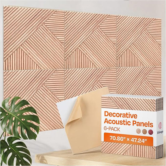 XL Acoustic Wall Panels 6-Pack Decorative Acoustic Panels High Density Sound by EkkogoAcousticPanels