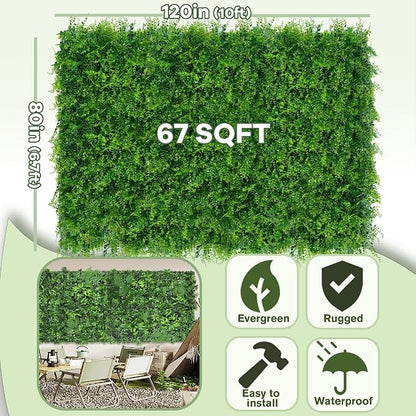 Greenery Faux Grass Wall Backdrop: 80"x120" UV-Anti Artificial Green Boxwood - Image 2