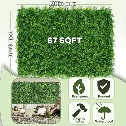 Greenery Faux Grass Wall Backdrop: 80"x120" UV-Anti Artificial Green Boxwood - Image 2