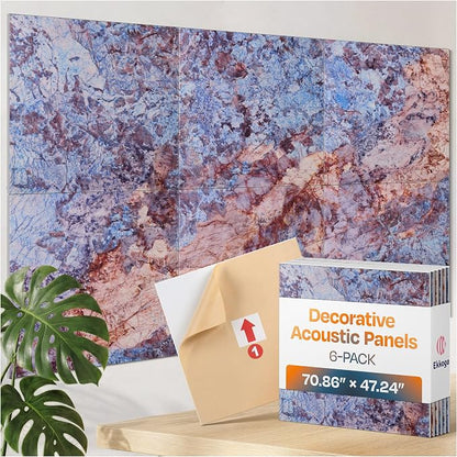 XL Acoustic Wall Panels 6-Pack Decorative Acoustic Panels High Density Sound by EkkogoAcousticPanels