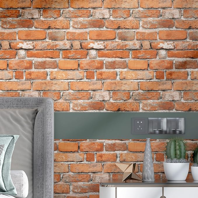 Faux Brick Peel and Stick Wallpaper 17.7" x 118" Contact Paper - Image 3