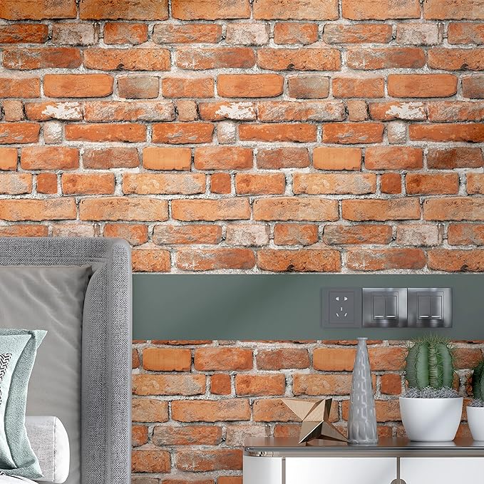 Faux Brick Peel and Stick Wallpaper 17.7" x 393" Contact Paper - Image 4