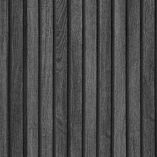 VEELIKE Charcoal Black Wood Slat Peel and Stick Wallpaper 24''x118'' Modern by VEELIKE