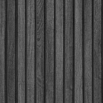 VEELIKE Charcoal Black Wood Slat Wallpaper Peel and Stick Modern Wood Panel by VEELIKE