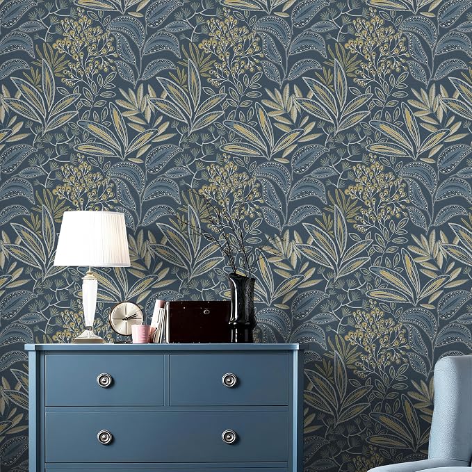 Safiyya Blue Vintage Floral Wallpaper Peel and Stick Contact Paper 17.3" x - Image 8