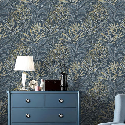 Safiyya Blue Vintage Floral Wallpaper Peel and Stick Contact Paper 17.3" x - Image 8