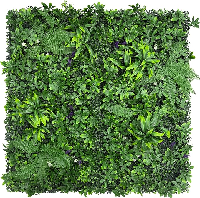 Artificial Green Boxwood Grass Wall Panels: 20"x 20" UV Protected Ivy Privacy by DOPGIB