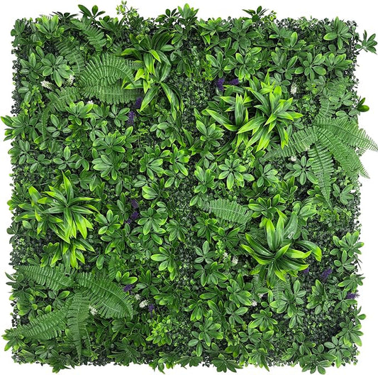 Artificial Green Boxwood Grass Wall Panels: 20"x20" UV Protected Ivy Privacy by DOPGIB