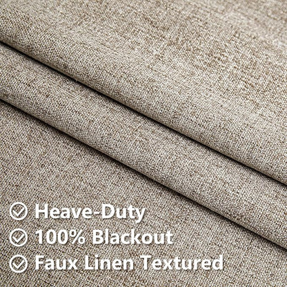IGEMAEVE Linen Blackout Curtains 84 Inch Length 2 Panels Set, 100% Black Out - Image 4