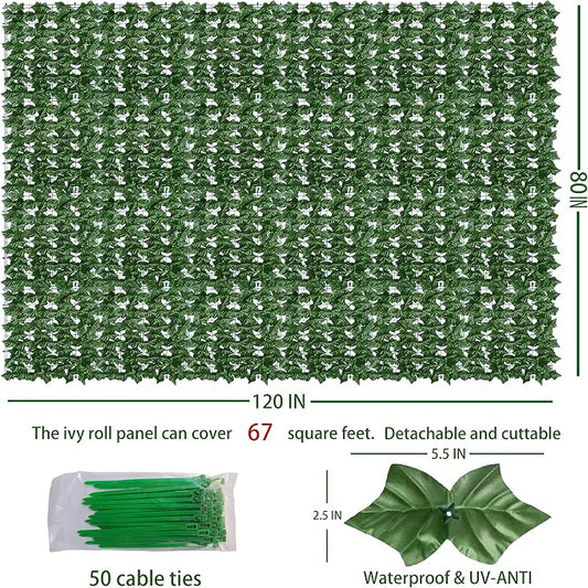 ODTORY Artificial Ivy Privacy Fence Wall Screen, 80X120 in UV-Anti Faux - Image 2
