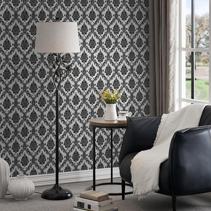 17.7" x 78" Peel and Stick Wallpaper Black Wallpaper - Image 4