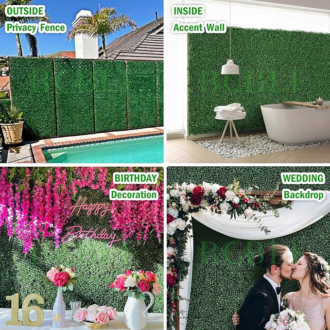 10x10Inch 10Pcs Grass Wall Panels, 4 Layers UV-Anti Boxwood Greenery Hedge - Image 6