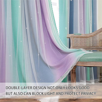 XiDi Purple, Unicorn Green Curtains - Image 2