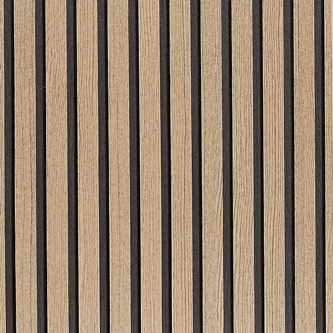 Peel and Stick Wallpaper Textured Brown Wood Slat 35.4x200 Inch Self-Adhesive by LOVADA