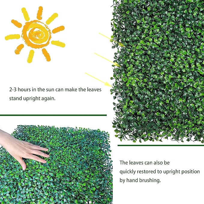 ODTORY Artificial Boxwood Roll, 48x120 in UV-Anti Faux Ivy Boxwood Hedge Leaf - Image 5