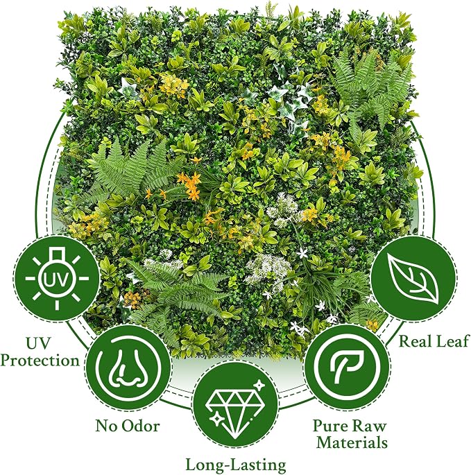 ODTORY Artificial Boxwood Hedges Panels Roll: 20"x20" 12P UV-Anti Faux - Image 4