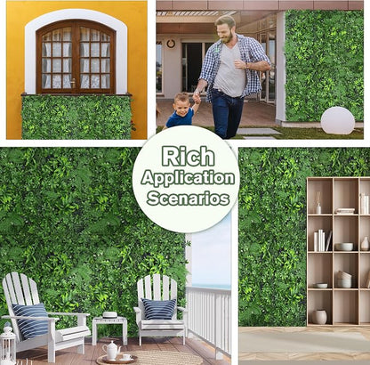 Artificial Green Boxwood Grass Wall Panels: 20"x20" UV Protected Ivy Privacy - Image 6