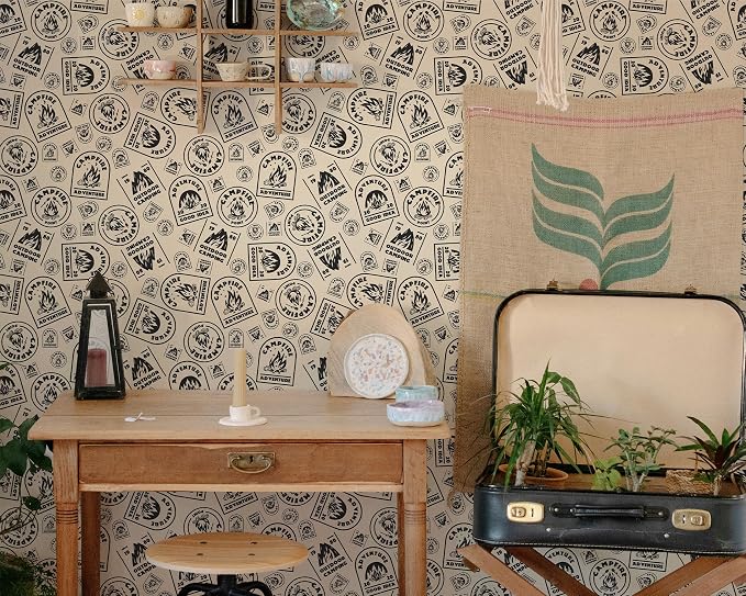 FLFK Vintage Beige Peel and Stick Wallpaper 16" x 256" Antique Campfire - Image 4