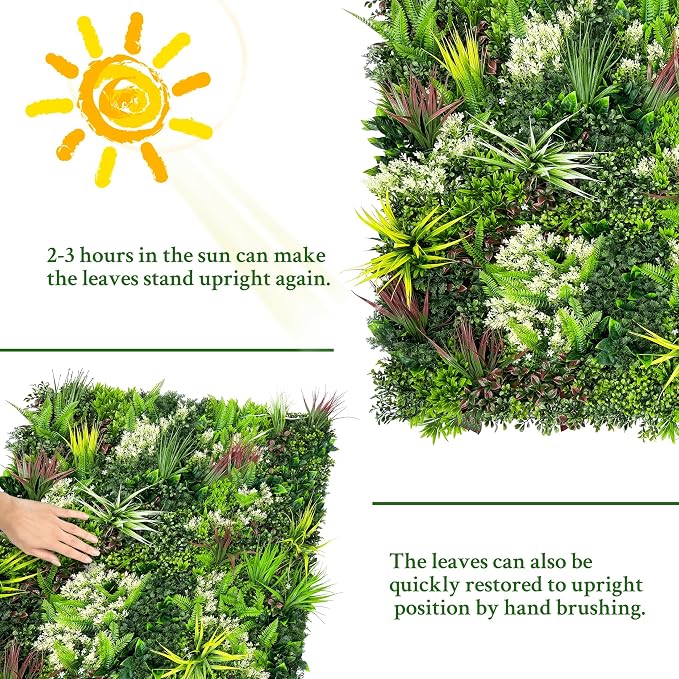 ODTORY Artificial Plant Wall Panels: 70"×120" UV-Anti Faux Grass Wall Backdrop - Image 7