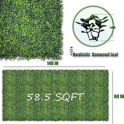 Artificial Boxwood Roll Panels: 60"x 140" UV-Anti Faux Ivy Leaves Grass Wall - Image 2